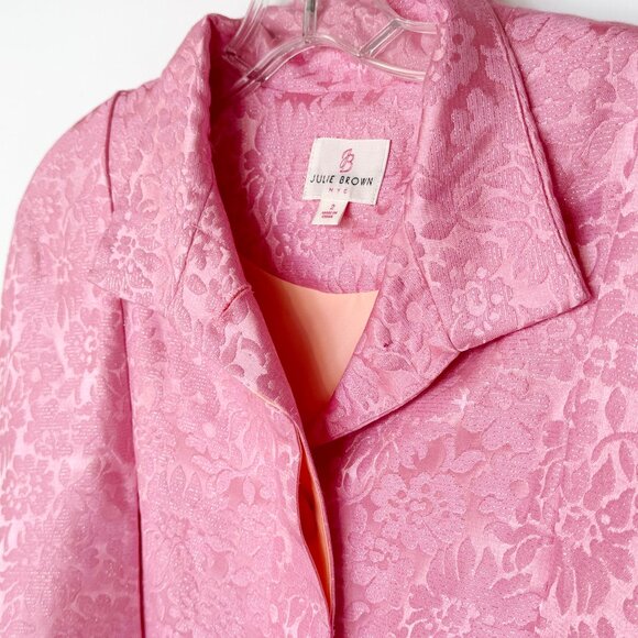 Julie Brown pink Lurex floral brocade capelet - Picture 6 of 6